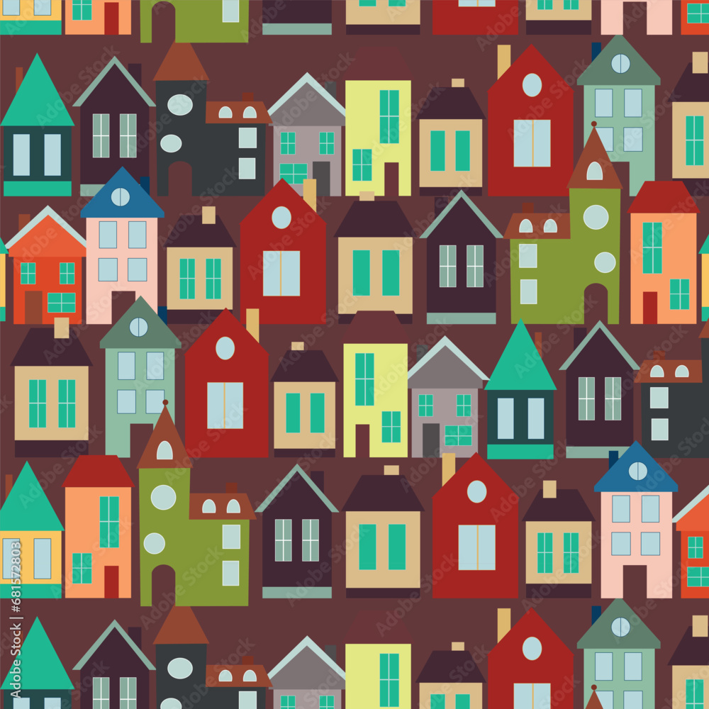 Colorful and different houses. Pattern houses for patterns and prints.