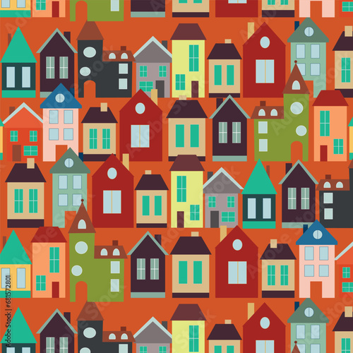 Pattern houses for patterns and prints. Colorful and different houses. © Irina Gutova