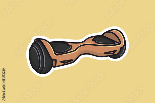 Hover Board, Dual Wheel Self Balancing Electric Skateboard Smart Scooter Sticker vector illustration. Technology object icon concept. Electric Skateboard sticker vector design.