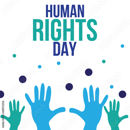 Human right day concept. International peace. Different skin colors hands raised. Equality awareness icon. Freedom symbol. vector illustration.