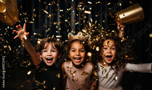 Joyous Countdown, Kids Celebrating New Year's Eve - Excitement, Laughter, and Festive Cheer