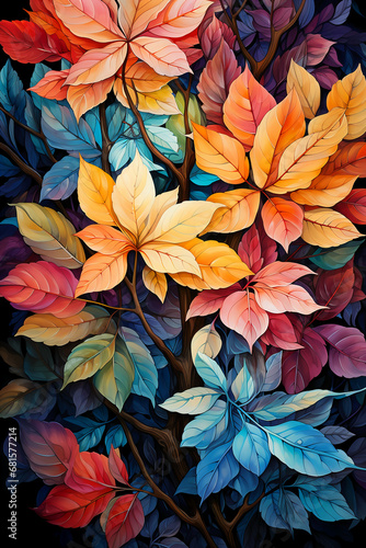 Watercolor full autumn leaves colors background. AI generative © SANGHYUN