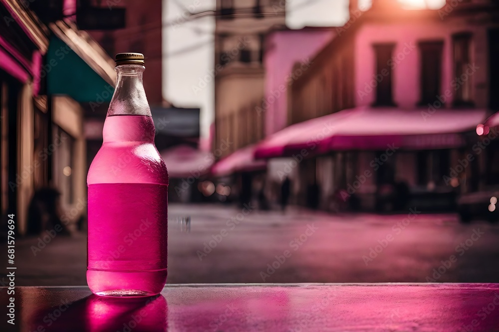 soft drink advertising template , pink bottle in the street soft drink advertising template , pink bottle in the street