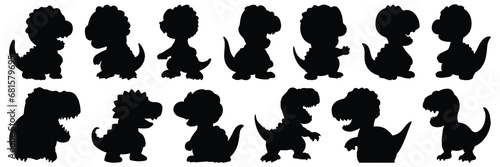 Dinosaur silhouettes set, large pack of vector silhouette design, isolated white background