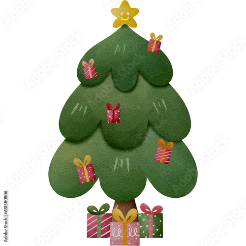 Christmas tree decorated with beautiful lights