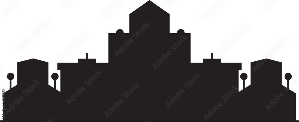 Silhouette City Skyscraper Illustration
