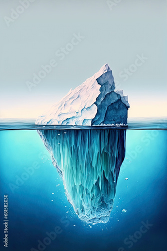 Tip of the iceberg. Business concept. Iceberg. Success business metaphor. Watercolor painting photo