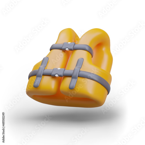 Life vest on white background. Concept of saving lives, safe swimming on water. World drowning prevention. Vector illustration in 3D style with shadow