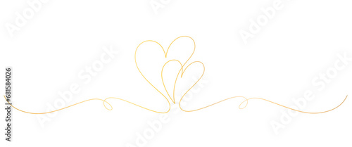 love golden line art style. line art heart. valentine, wedding, anniversary vector elements