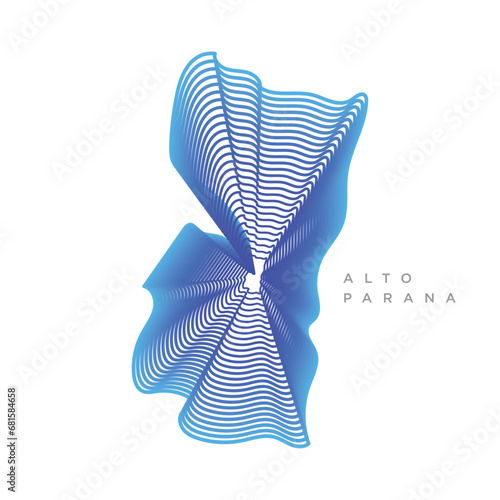 Alto Parana Department of Paraguay country map illustration.