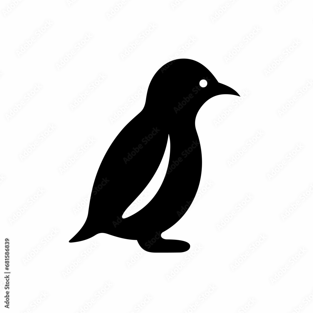 Naklejka premium Penguin black icon on white background. Penguin silhouette