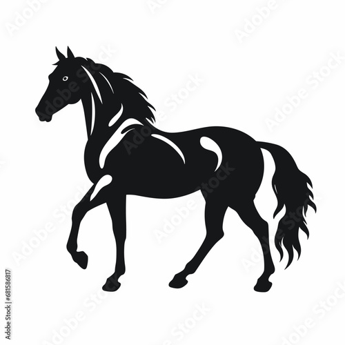 Horse black icon on white background. Horse silhouette © BHM