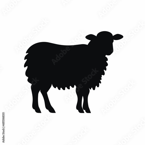 Sheep black icon on white background. Sheep silhouette