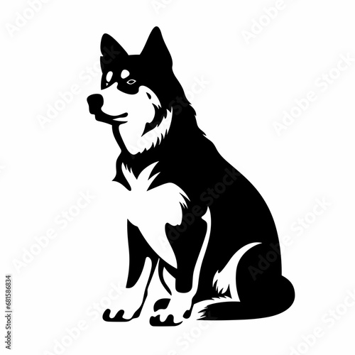 Husky black icon on white background. Husky silhouette
