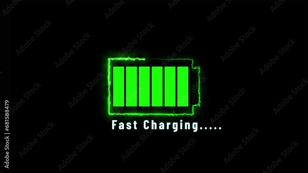 Neon battery fast charging animation, Glowing battery icon fool charging animation. Neon battery fast charging animation, Glowing battery icon fool charging animation.