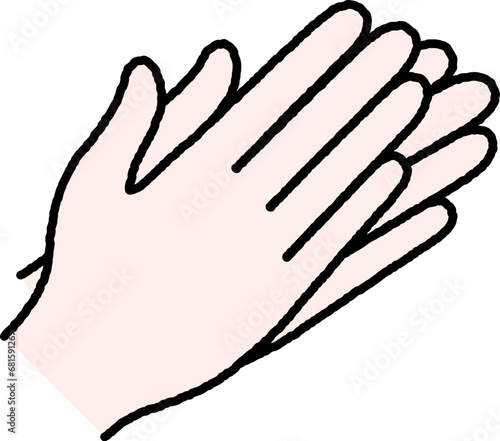 拍手　手を合わせる　シンプル　線画