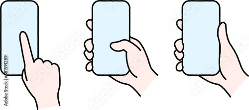 スマートフォンを操作する手　シンプル　線画 photo