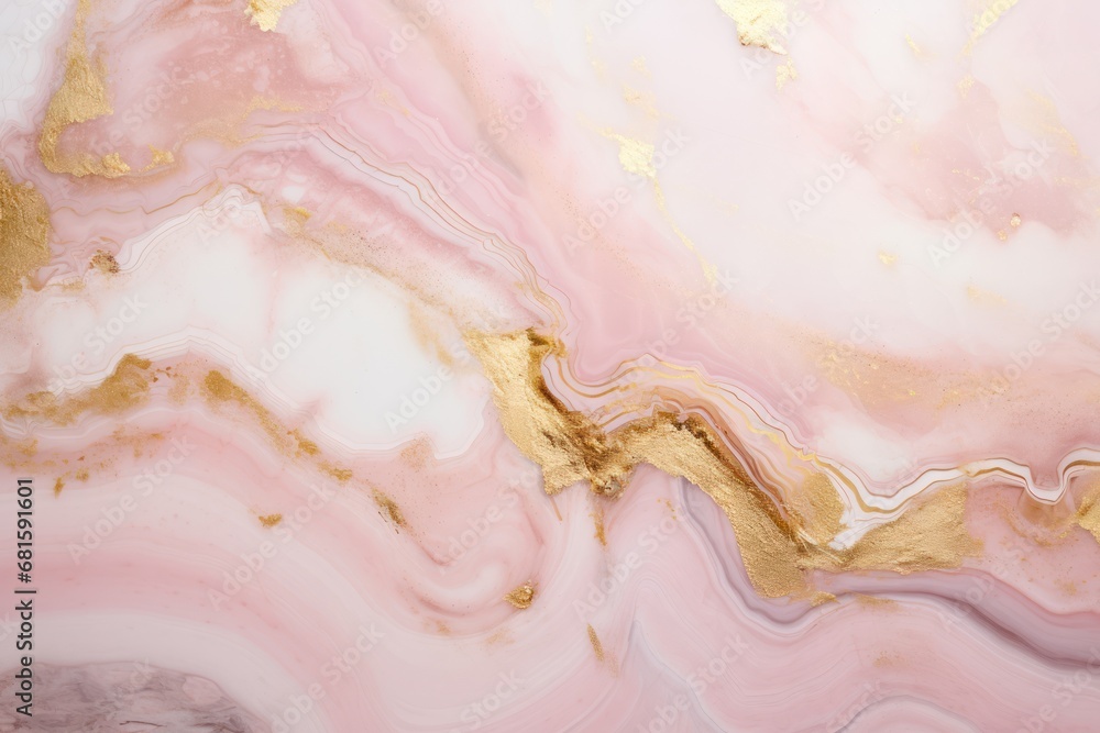  a close up of a pink and gold marble with a gold vein on the bottom of the image and a gold vein on the top of the bottom of the image.
