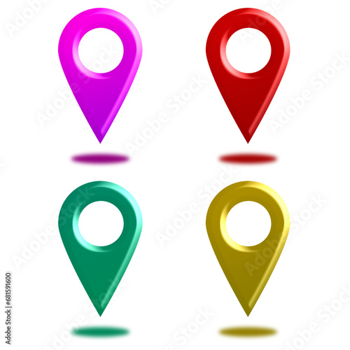Map pointer icon set PNG transparent colourfull