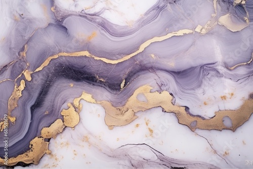  a close up of a marbled surface with gold and purple paint and a black and white design on the top of the image and bottom half of the image.