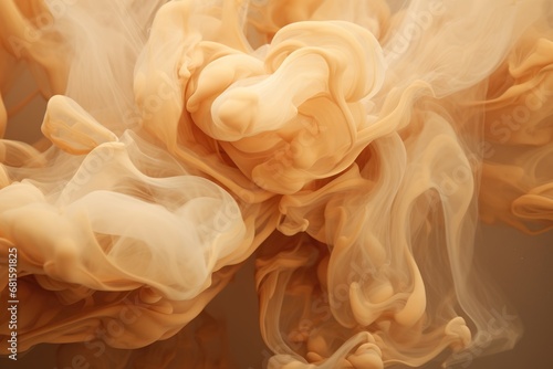  a close up view of a mixture of orange and yellow liquid in a liquid filled body of water on a brown background with a black background that appears to be used in the foreground.