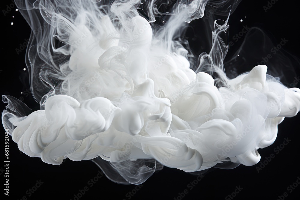 a white substance floating in the air on a black background with a drop of liquid coming out of the top of the image to the bottom of the image and bottom of the image. a white substance floating in the air on a black background with a drop of liquid coming out of the top of the image to the bottom of the image and bottom of the image.