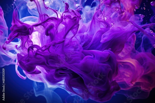  a mixture of purple and pink ink floating in the water on a dark blue background with bubbles of water on the bottom and bottom of the image in the bottom of the image.