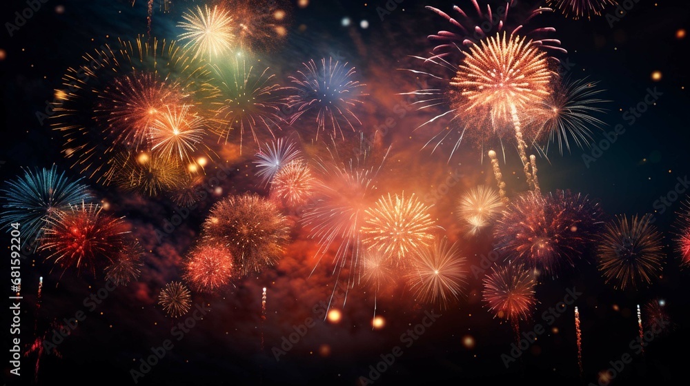 Happy New Year background With Glitter And Fireworks: