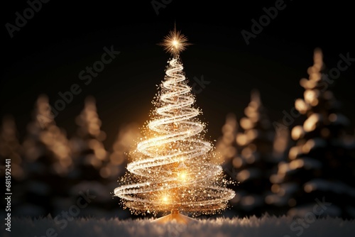 beautifully decorated Christmas tree with twinkling lights and festive ornaments photo