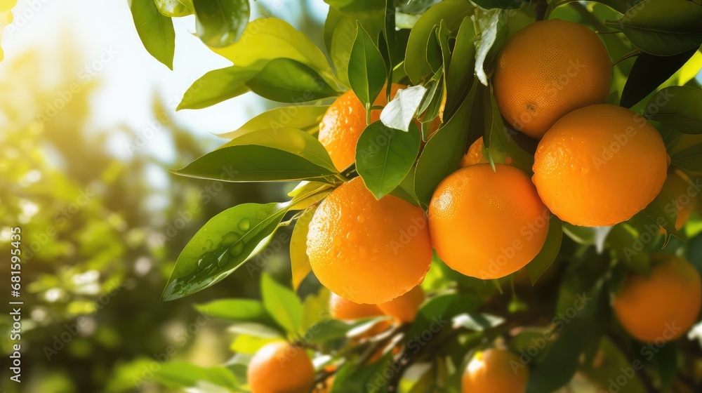 Fresh ripe oranges hanging on a tree Fresh ripe oranges hanging on a tree