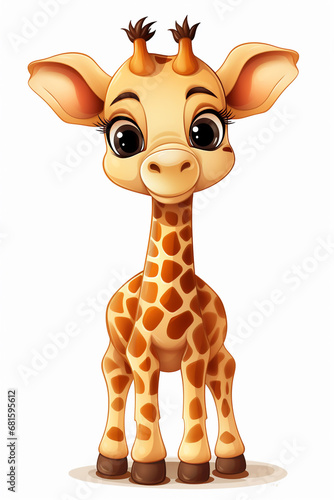 Cartoon style illustration of a female giraffe with a happy face. Isolated on white background. 