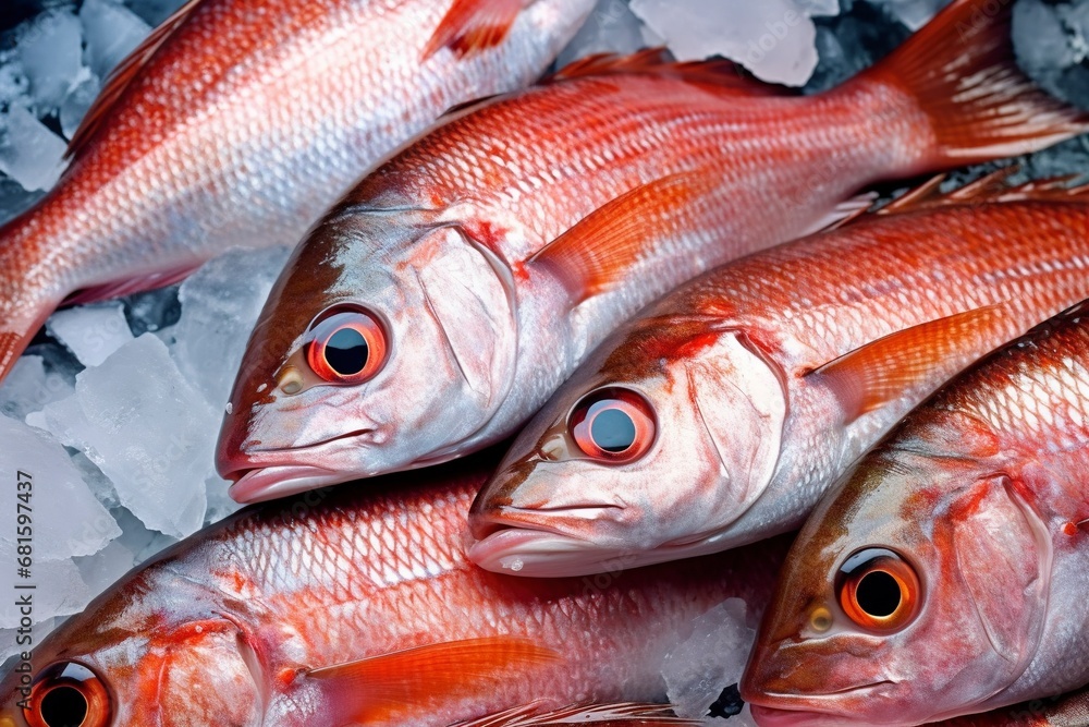 Fresh mullets, detail, in a fishmonger, healthy proteins. Fresh mullets, detail, in a fishmonger, healthy proteins.