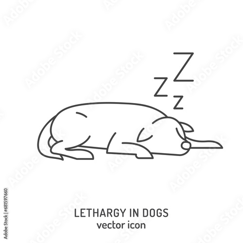 Dog fatigue and lethargy icon. Apathy in dogs
