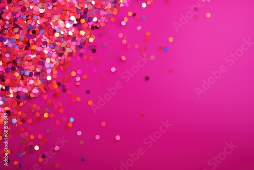  a pink background with a lot of colorful confetti on the left side of the image and a pink background with a lot of colorful confetti on the right side of the left side.