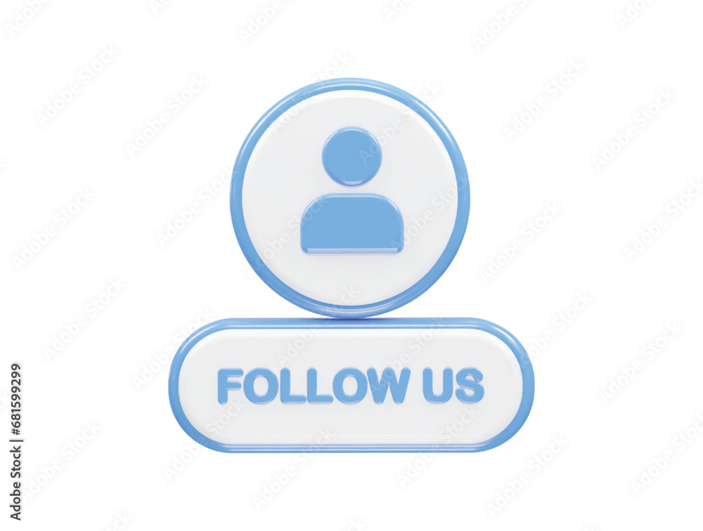 Follow button icon 3d rendering illustration Follow button icon 3d rendering illustration