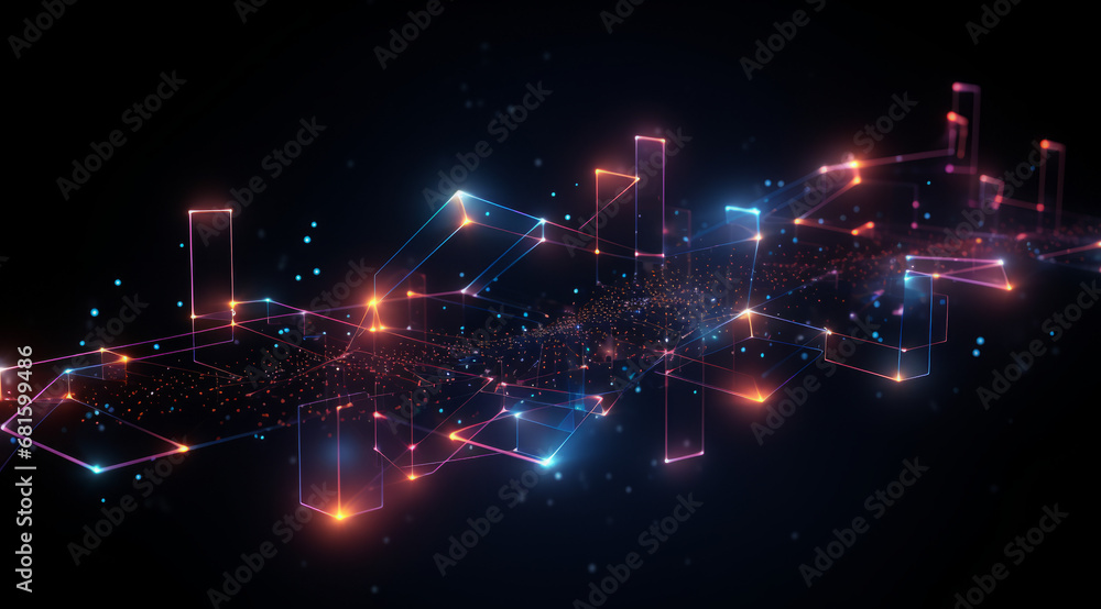 Glowing holographic elements on space star background. Glowing holographic elements on space star background.