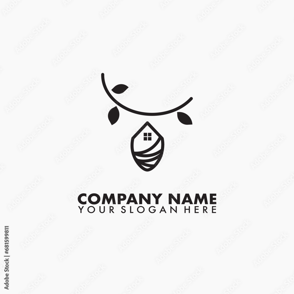 Obraz premium Cocoon home Logo vector template