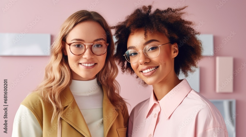 Patient consulting with an optician for a thorough eye check. Patient consulting with an optician for a thorough eye check.