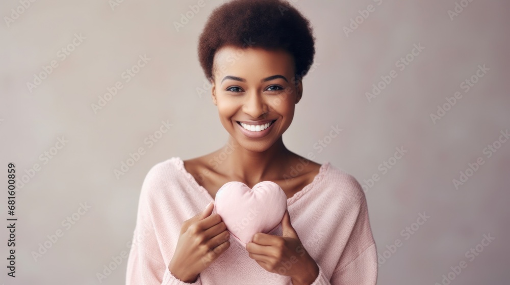 Joyful cancer patient in pastel attire, smiling against a pastel studio backdrop. Joyful cancer patient in pastel attire, smiling against a pastel studio backdrop.