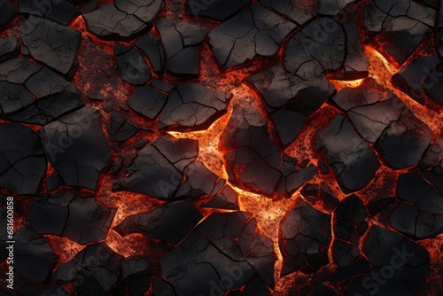  a close up of a crack in the ground with red and yellow flames coming out of the crack in the center of the crack, and the crack in the middle of the crack.