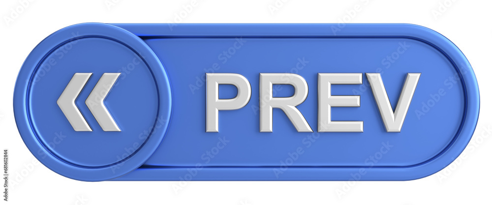 Previous button. Back button. 3D illustration. Previous button. Back button. 3D illustration.