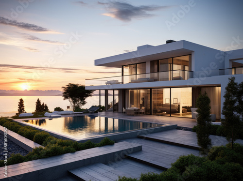 a beautiful modern house with landscape and sea view  © Kien