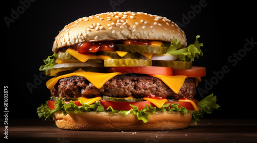 a double cheese burger on the isolated background