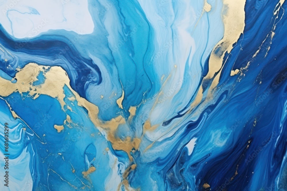  a close up of a blue and gold painting with white and gold paint on the bottom and bottom of the painting and the bottom of the painting is black and white and gold paint on the bottom of the bottom.