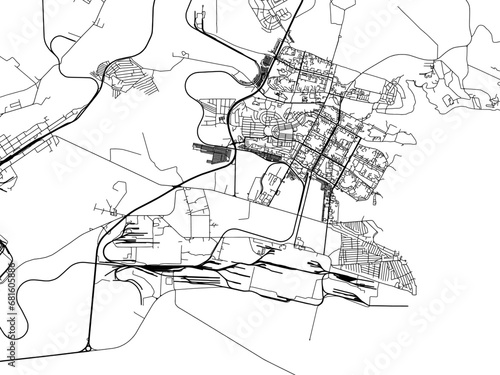 Vector road map of the city of Bratsk in the Russian Federation with black roads on a white background. photo