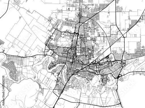 Wall Mural Vector road map of the city of Krasnodar in the Russian Federation with black roads on a white background