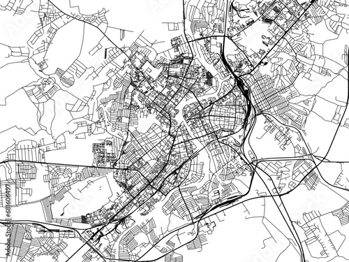 Vector road map of the city of Orel in the Russian Federation with black roads on a white background.