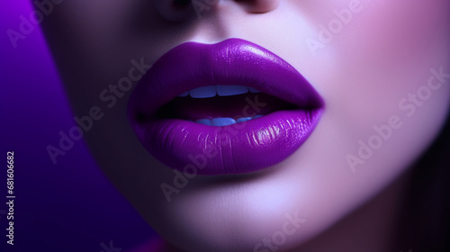 Purple lips on a model