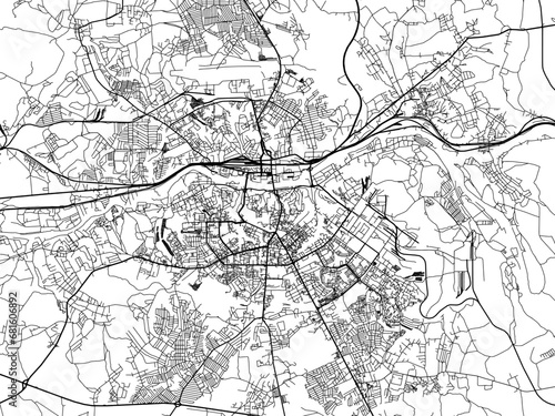 Vector road map of the city of Smolensk in the Russian Federation with black roads on a white background.