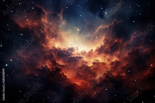  a red and blue sky filled with stars and a star filled sky filled with stars and a bright orange and blue cloud in the middle of the center of the sky.